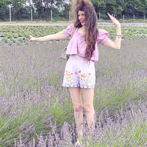 "Moon" themed mint and lavender herbal botanical wand with pearl charm- handmade - Picture 3 of 5